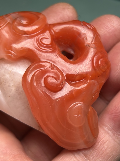 古玩玉器明代南紅如意拍賣,當(dāng)前價(jià)格38600元