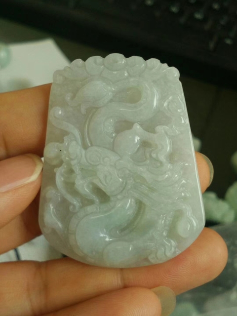 古玩玉器天然翡翠龍紋牌拍賣，當前價格328元