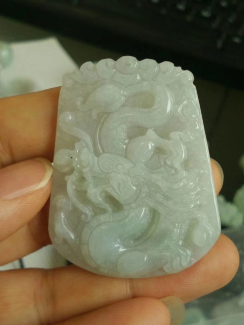 古玩玉器天然翡翠龍紋牌拍賣，當前價格328元