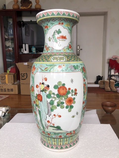 古玩陶瓷五彩花鳥紋棒槌瓶拍賣，當前價格1280元