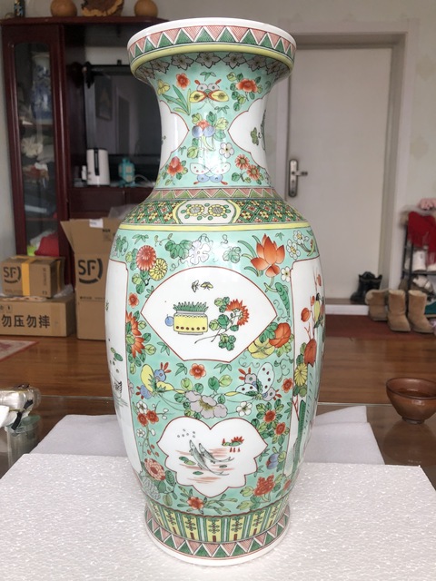 古玩陶瓷五彩花鳥紋棒槌瓶拍賣，當前價格1280元