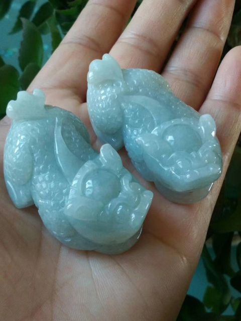古玩玉器天然翡翠雕刻貔貅題材把件拍賣,當前價格520元