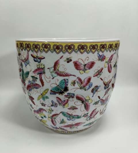 古玩陶瓷百蝶紋卷缸拍賣(mài)，當(dāng)前價(jià)格2369元
