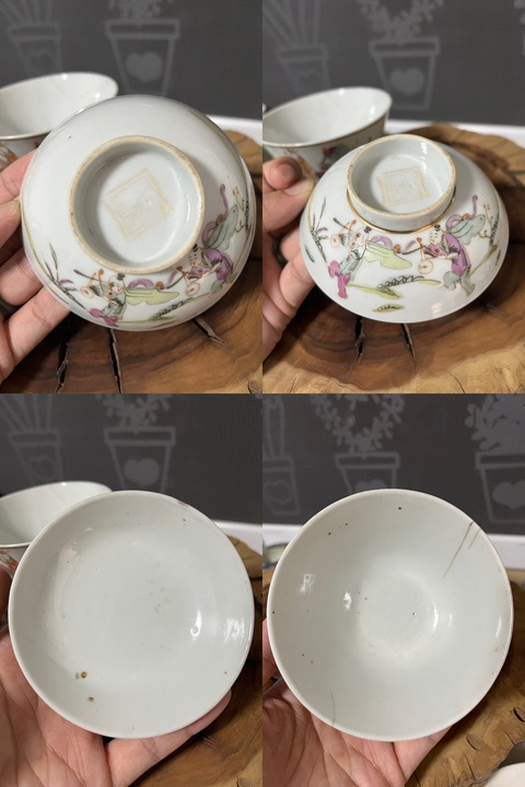 古玩陶瓷粉彩麒麟送子圖蓋碗拍賣,當前價格400元