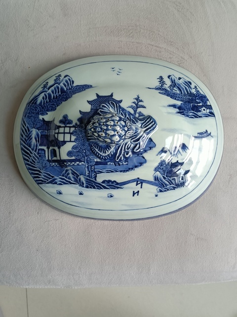 古玩陶瓷青花蓋鍋蓋子拍賣,當前價格780元