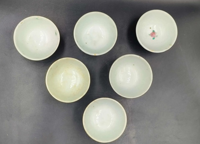 古玩陶瓷粉彩福壽紋杯六個拍賣,當前價格888元