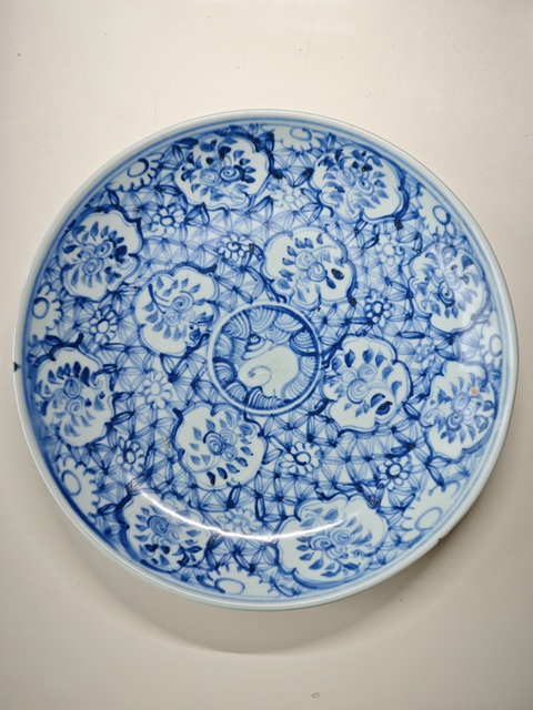 古玩陶瓷明中早期青花花卉紋盤拍賣,當前價格7654元