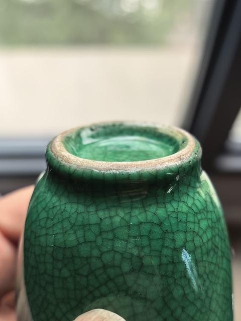 古玩陶瓷晚清綠哥釉小棒槌瓶拍賣,當前價格5999元