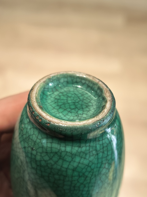 古玩陶瓷晚清綠哥釉小棒槌瓶拍賣,當前價格5999元