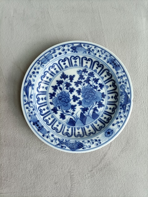 古玩陶瓷青花花卉紋盤拍賣，當前價格698元
