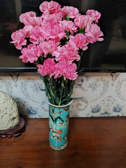 古玩陶瓷松石綠地粉彩人物故事劍筒拍賣，當前價格12000元