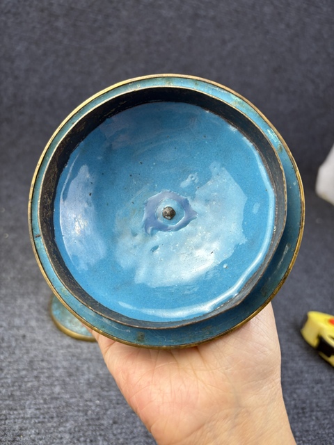 古玩雜項銅胎掐絲琺瑯大蓋杯拍賣，當前價格1999元