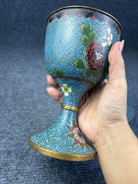 古玩雜項銅胎掐絲琺瑯大蓋杯拍賣，當前價格1999元