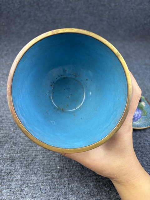 古玩雜項銅胎掐絲琺瑯大蓋杯拍賣，當前價格1999元