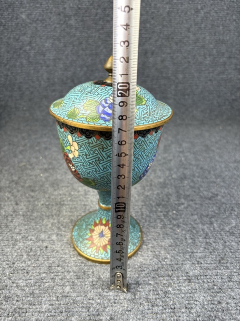 古玩雜項銅胎掐絲琺瑯大蓋杯拍賣，當前價格1999元