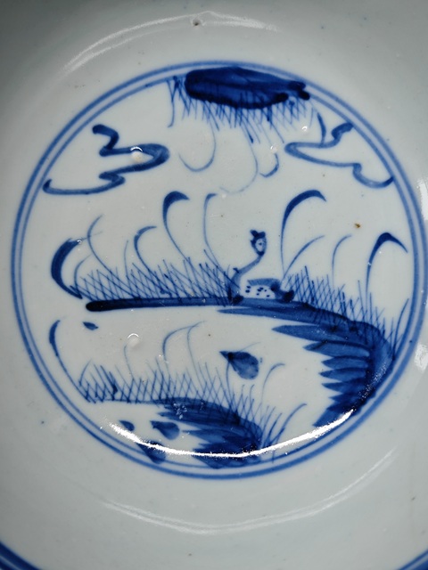 古玩陶瓷明晚期青花滿池矯紋墩式碗拍賣，當前價格4321元