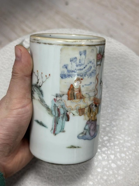 古玩陶瓷清同治.粉彩太白醉寫圖筆筒拍賣，當(dāng)前價格15888元
