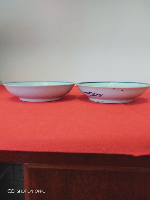 古玩陶瓷青花松竹梅紋盤一對拍賣,當前價格658元