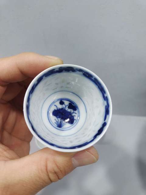 古玩陶瓷青花玲瓏瓷杯拍賣，當前價格550元