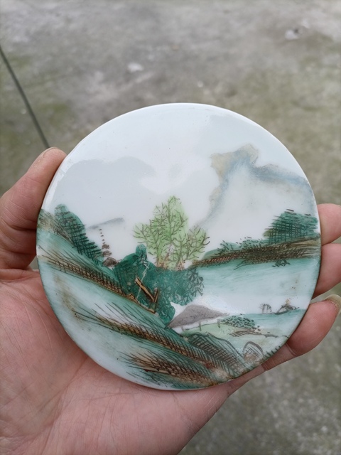 古玩陶瓷山水紋瓷板畫拍賣,當前價格700元