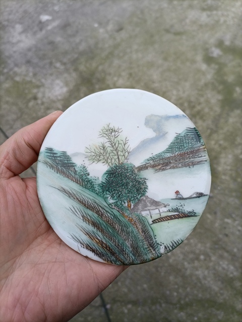古玩陶瓷山水紋瓷板畫拍賣,當前價格700元