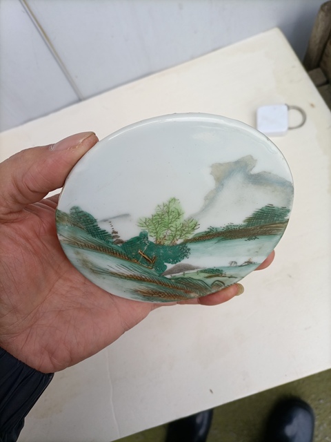 古玩陶瓷山水紋瓷板畫拍賣,當前價格700元