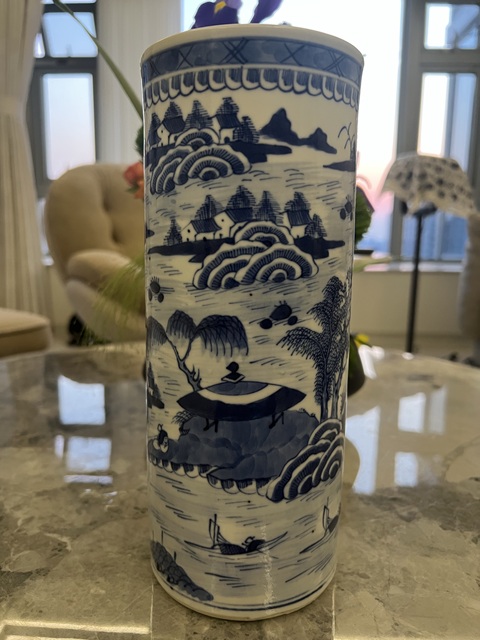 古玩陶瓷青花山水人物紋帽筒拍賣,當(dāng)前價(jià)格4800元