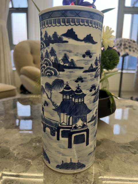 古玩陶瓷青花山水人物紋帽筒拍賣,當(dāng)前價(jià)格4800元