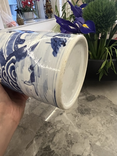古玩陶瓷青花山水人物紋帽筒拍賣,當(dāng)前價(jià)格4800元
