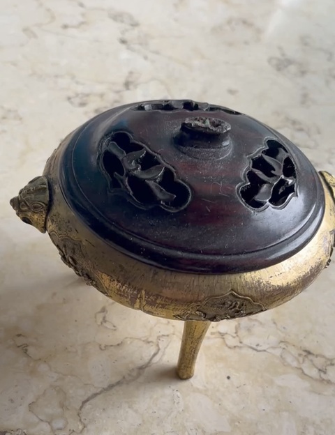 古玩銅器銅鎏金薰爐真品鑒賞圖