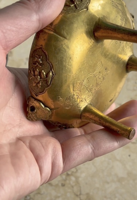古玩銅器銅鎏金薰爐真品鑒賞圖