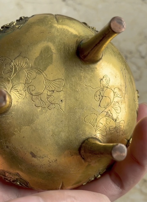 古玩銅器銅鎏金薰爐真品鑒賞圖