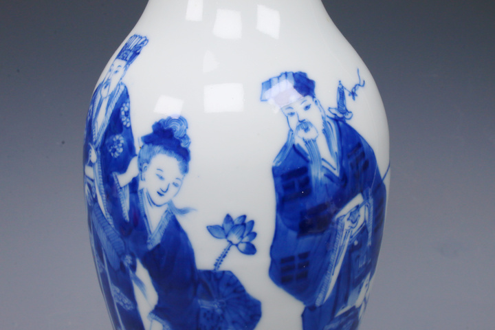 古玩陶瓷清晚期·青花八仙人物故事紋觀音瓶真品鑒賞圖