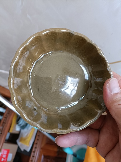 古玩陶瓷宋末元初龍泉青瓷鱔魚黃釉蔗椴洗拍賣,當前價格3980元
