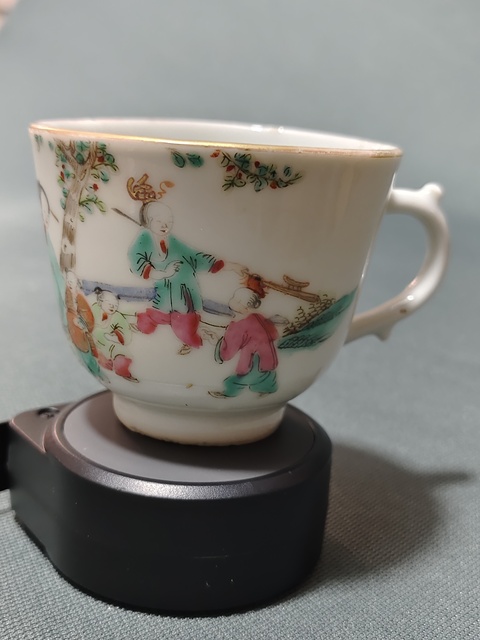 古玩陶瓷清晚·粉彩三娘教子紋執(zhí)杯拍賣,當前價格1600元