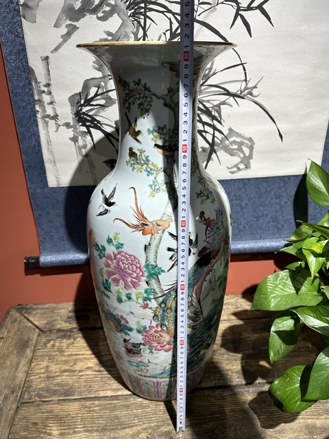 古玩陶瓷清代同治粉彩花鳥紋雙面彩300件瓶拍賣,當前價格48800元