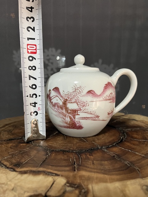 古玩陶瓷胭脂紅山水紋壺拍賣，當前價格888元