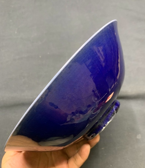 古玩陶瓷清早期 茄皮紫釉大碗拍賣，當前價格4800元