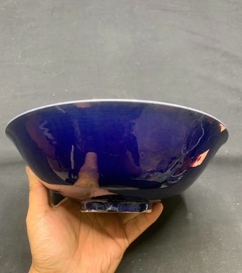 古玩陶瓷清早期 茄皮紫釉大碗拍賣，當前價格4800元