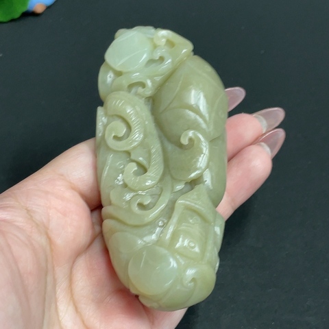 古玩玉器(特價清貨,天然和田玉財神把件(帶鑒定證書)拍賣,當前價格680元