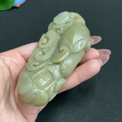 古玩玉器(特價清貨,天然和田玉財神把件(帶鑒定證書)拍賣,當前價格680元