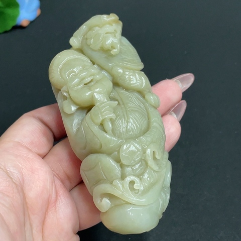 古玩玉器(特價清貨,天然和田玉財神把件(帶鑒定證書)拍賣,當前價格680元