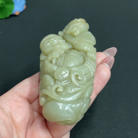 古玩玉器(特價清貨,天然和田玉財神把件(帶鑒定證書)拍賣,當前價格680元