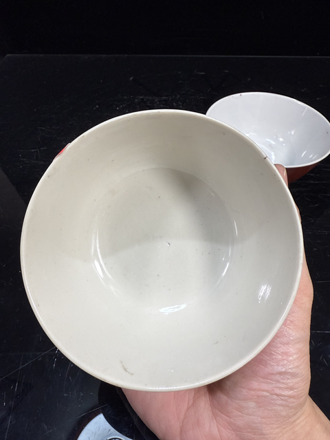 古玩陶瓷清末民初·珊瑚紅釉碗一對真品鑒賞圖