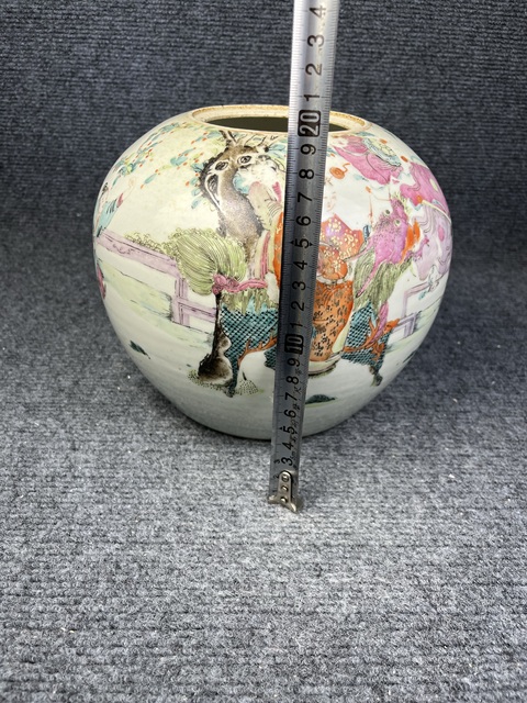 古玩陶瓷粉彩麒麟送子西瓜罐拍賣，當前價格4588元