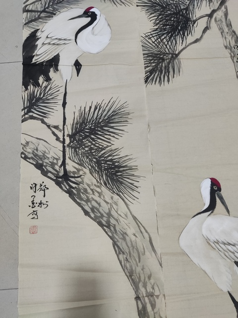 古玩字畫(huà)河南名家許墨 松鶴圖拍賣(mài)，當(dāng)前價(jià)格268元