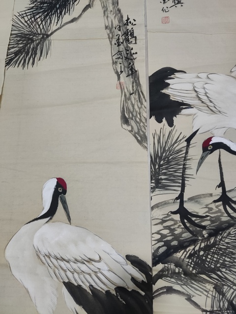 古玩字畫(huà)河南名家許墨 松鶴圖拍賣(mài)，當(dāng)前價(jià)格268元