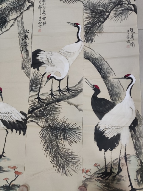 古玩字畫(huà)河南名家許墨 松鶴圖拍賣(mài)，當(dāng)前價(jià)格268元