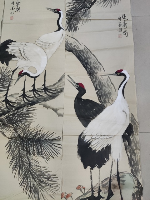 古玩字畫(huà)河南名家許墨 松鶴圖拍賣(mài)，當(dāng)前價(jià)格268元