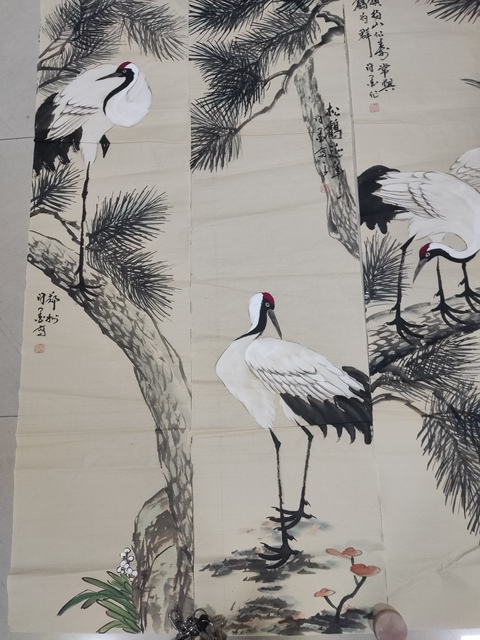 古玩字畫(huà)河南名家許墨 松鶴圖拍賣(mài)，當(dāng)前價(jià)格268元